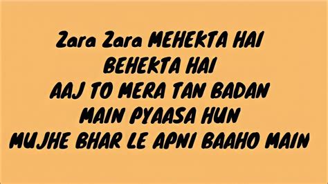 zara zara song lyrics in english|zara zara behekta hai lyrics.